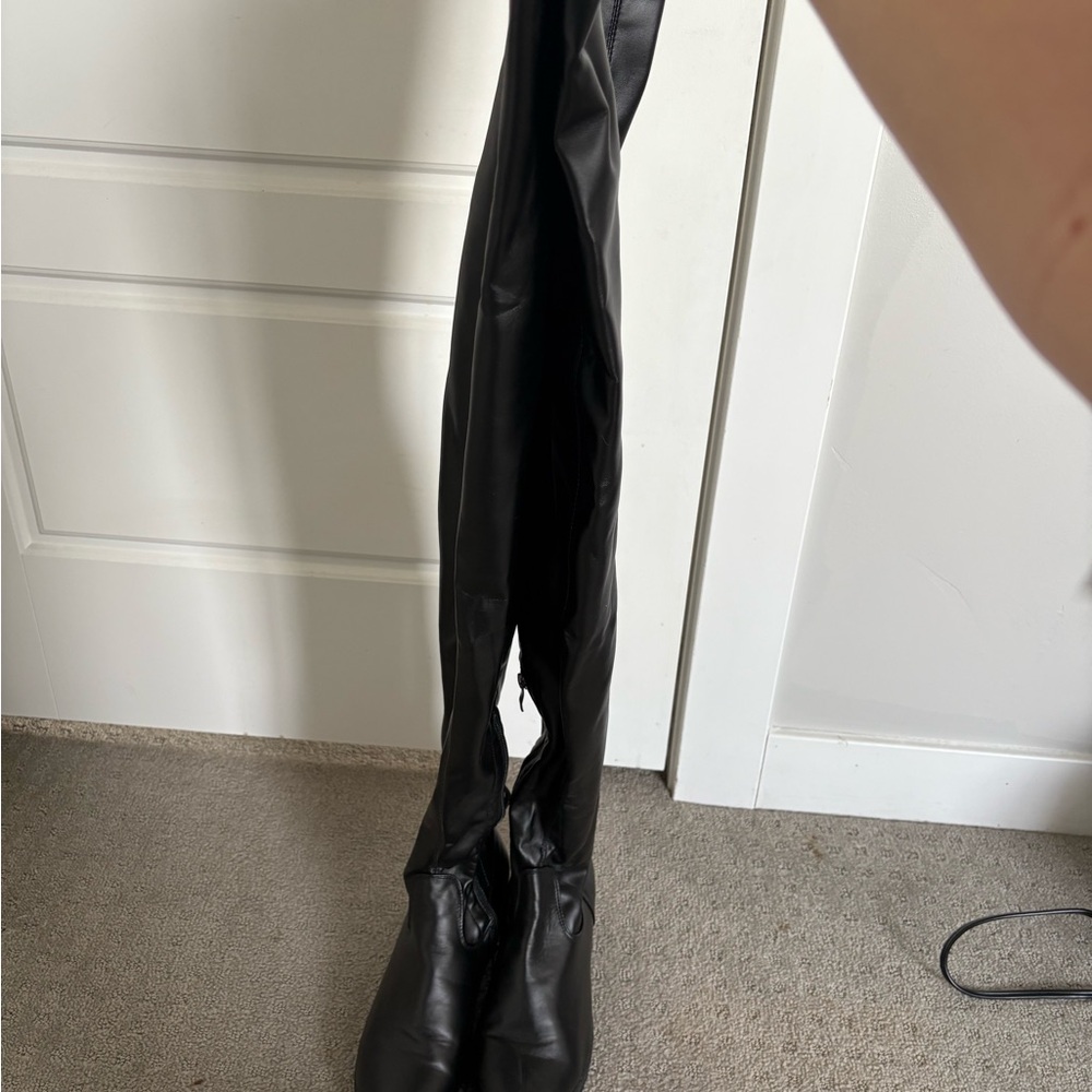 Black Leather Over-the-Knee Boots